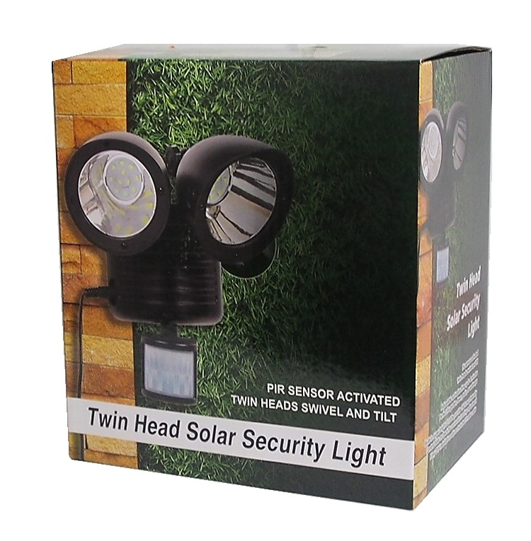 Twin head store solar security light